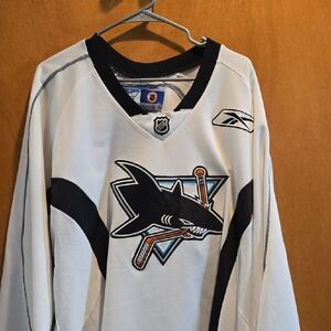 Reebok White and Black Shark Logo Jersey